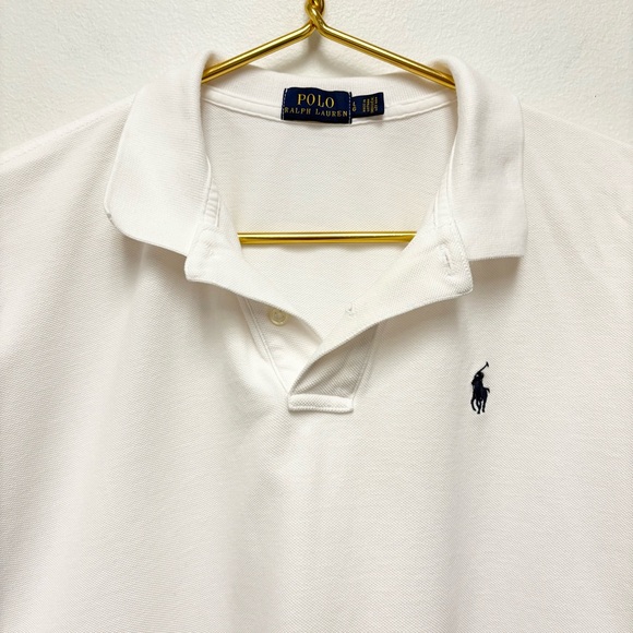 Polo Ralph Lauren Boxy Fit Cropped Polo Shirt Size‎ Large White Pique Cotton - Picture 4 of 11